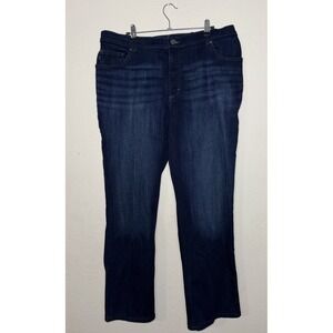 Lee Pants Womens 16 Blue Denim Jeans Straight Leg High Rise Relaxed Fit Slims